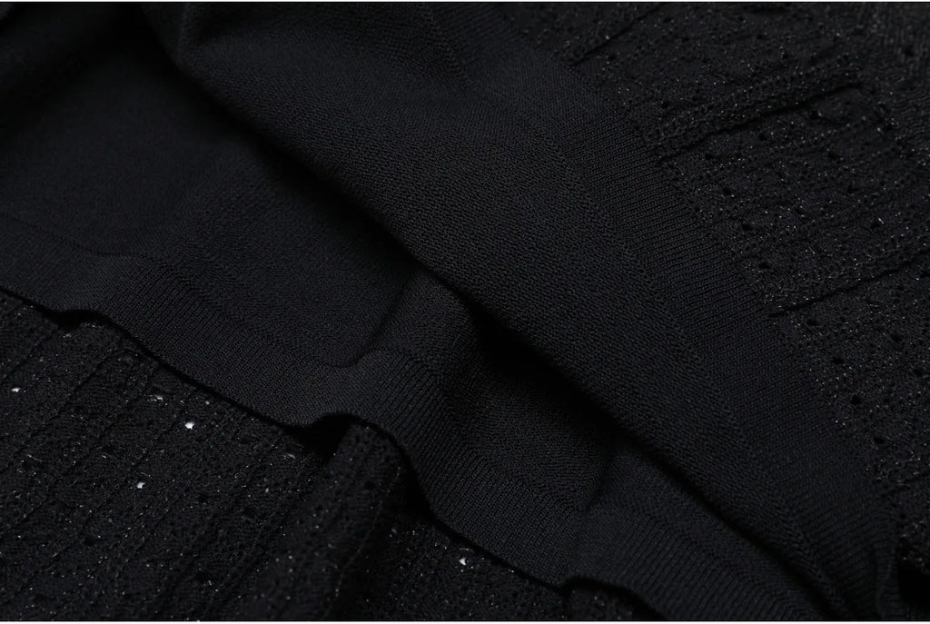 Contrast Trim Button-Front Knit Peplum Dress