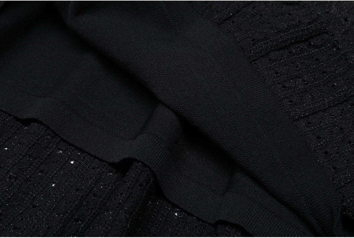 Contrast Trim Button-Front Knit Peplum Dress