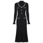 Chic Pocket Detail Knit Long Dress