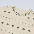 Embellished Knit Crochet Gown with Flounce Hem