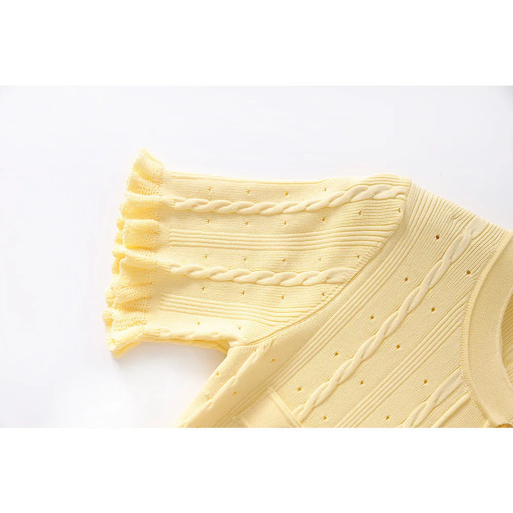 Button-Front Short Sleeve Knit Midi Dress