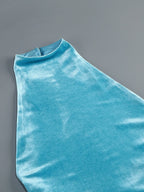 Halterneck Velvet Dress with Braided Fringe Hem