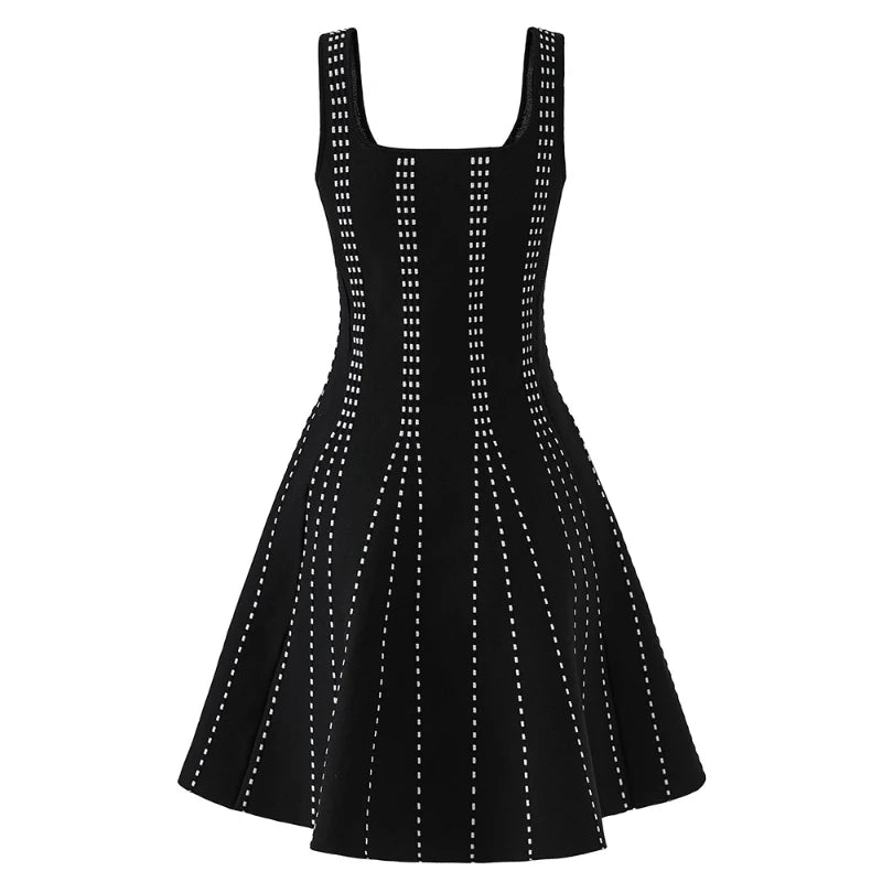 Studded Fit and Flare Knit Mini Dress