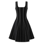 Studded Fit and Flare Knit Mini Dress