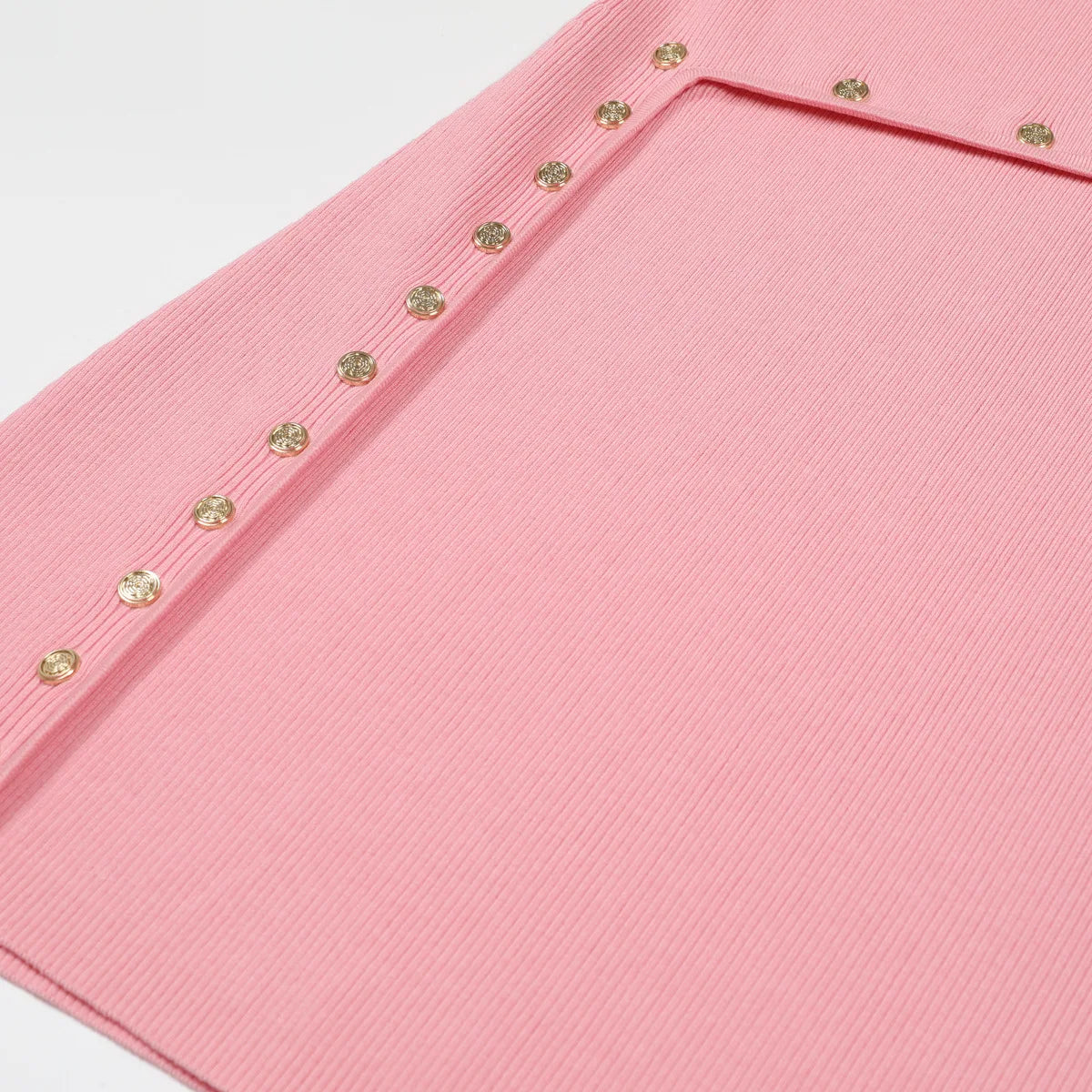 Asymmetric Button-Detail Ribbed Knit Dress