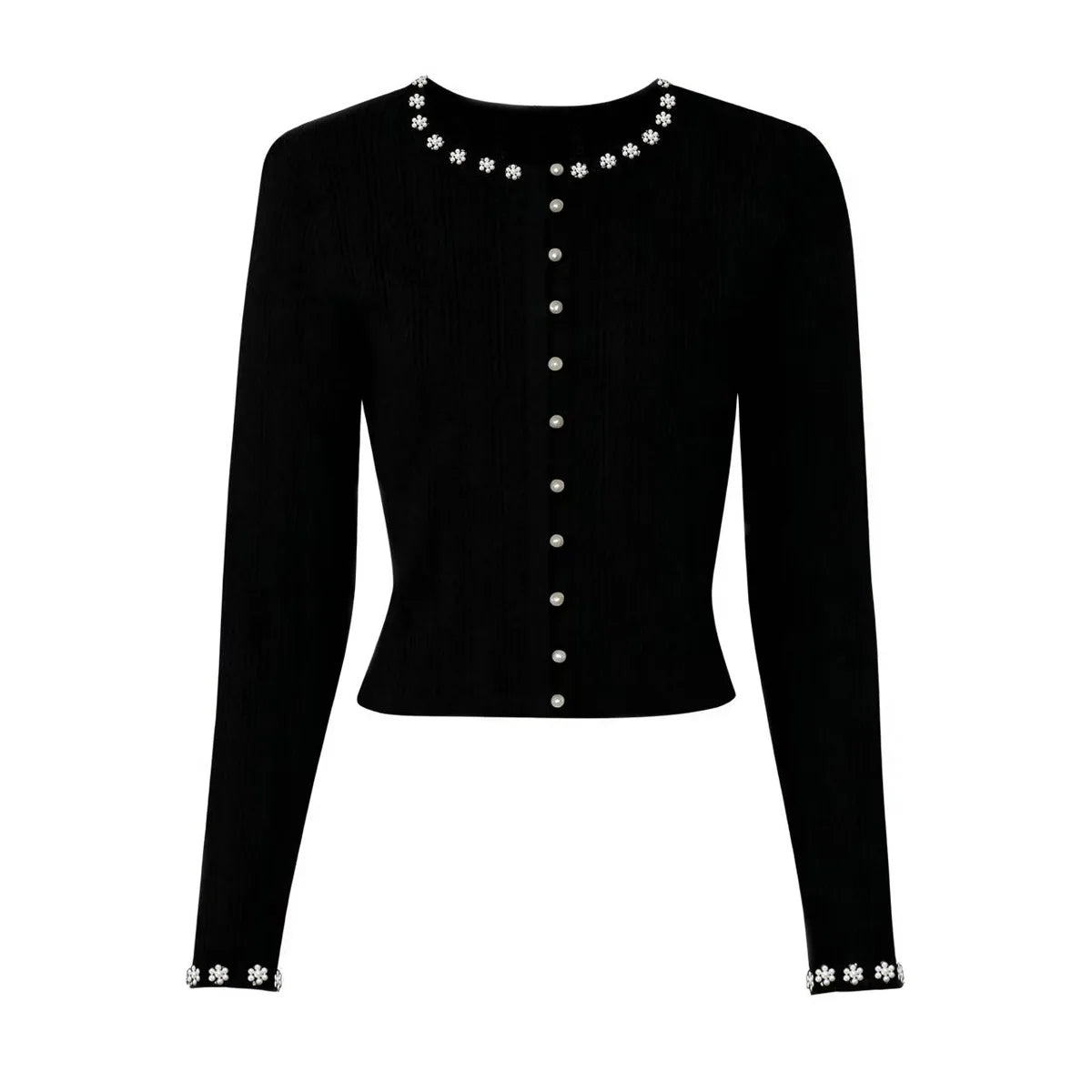 Embellished Trim Knit Dress and Cardigan Set