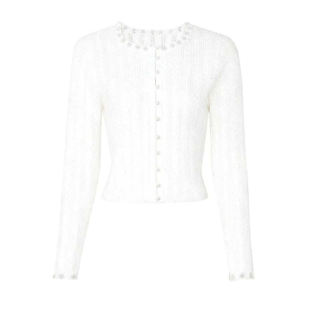 Embellished Trim Knit Dress and Cardigan Set