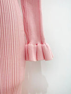 Long Sleeve Collared Knit Mermaid Dress