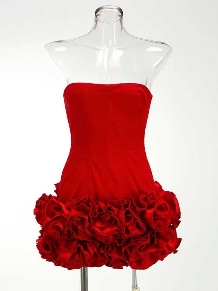 Strapless Corset Mini Dress with Ruffled Hem
