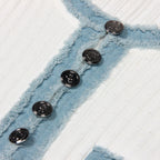 Contrast Denim Detail Knit A Line Dress