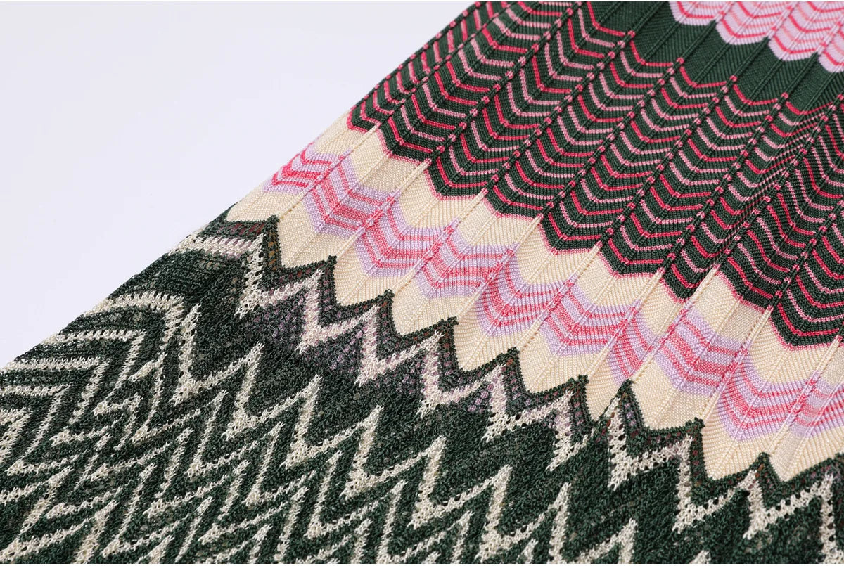 Striped Chevron Knit Maxi Dress