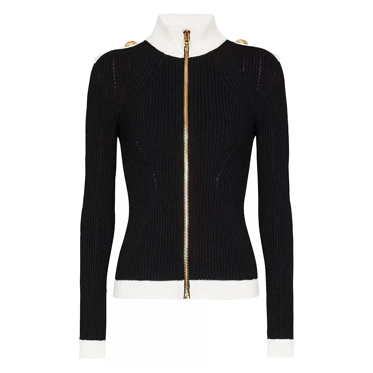 Contrast Trim Knit Maxi Dress and Zip-Up Cardigan Set