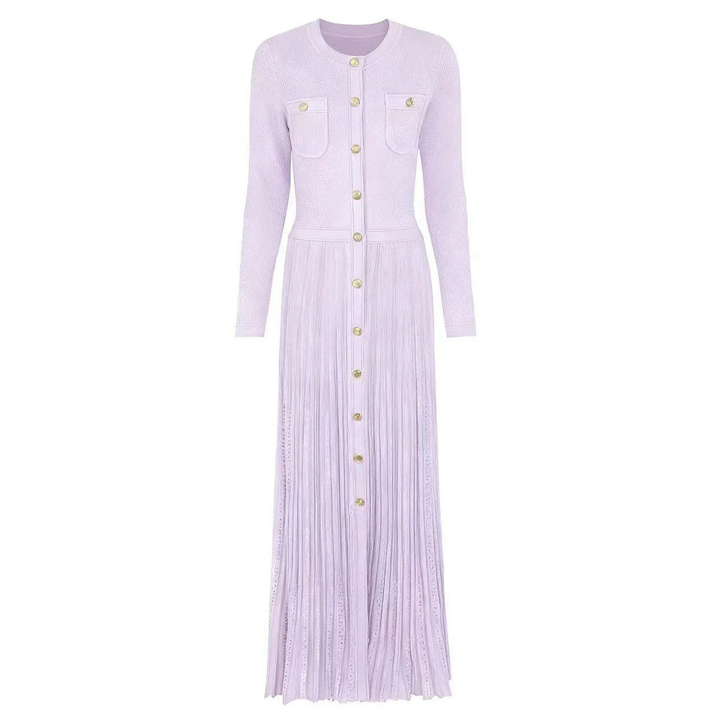 Chic Pleated Knit Maxi Dress