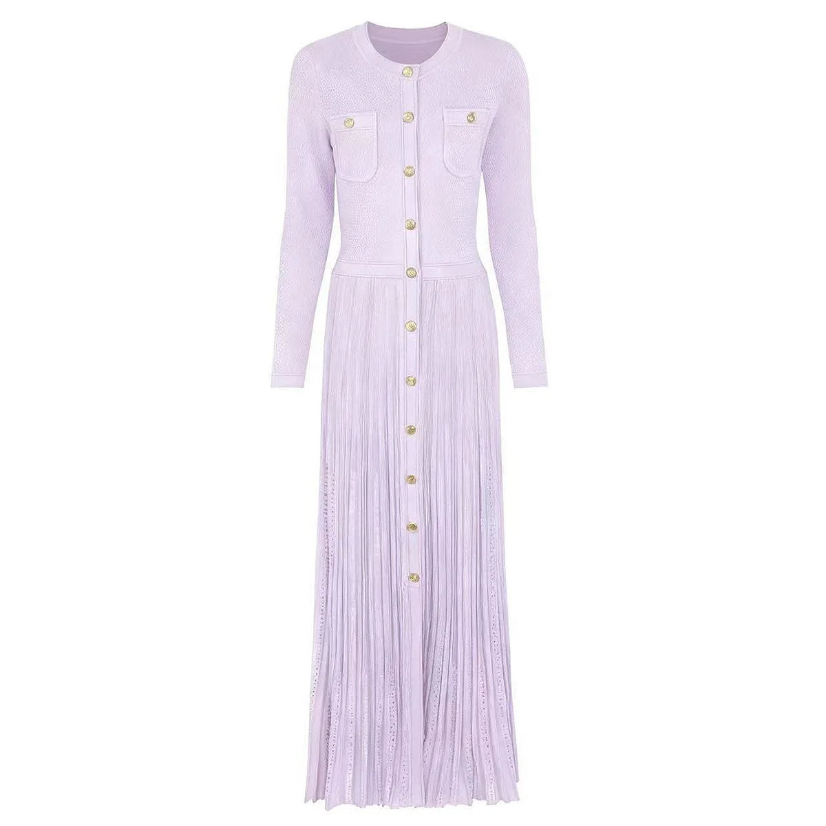 Chic Pleated Knit Maxi Dress