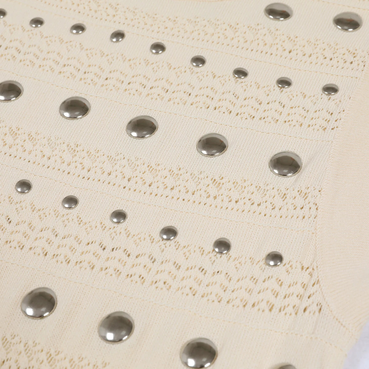 Embellished Knit Crochet Gown with Flounce Hem