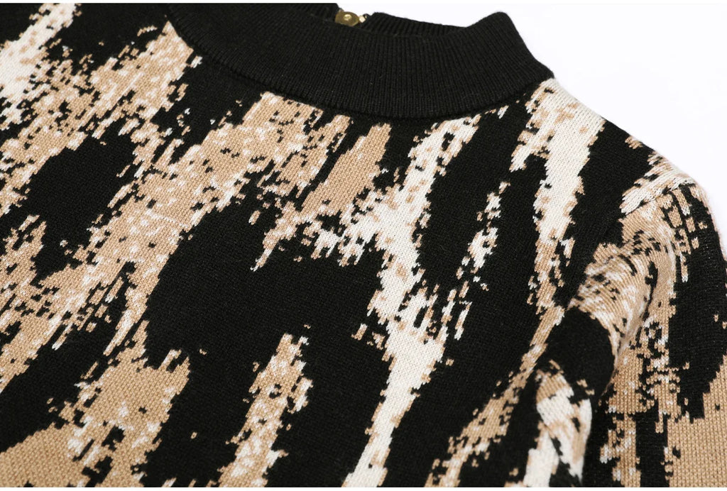 Animal Print Long Sleeve Fitted Maxi Dress