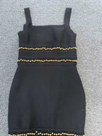 Fringe Hem Embellished Bandage Maxi Dress