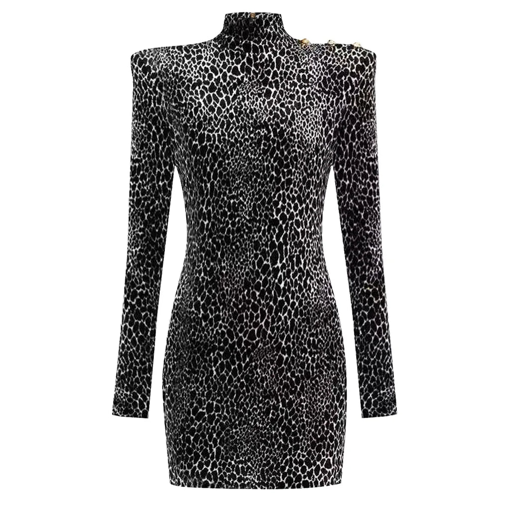 Fierce Leopard Pattern Fitted Mini Dress