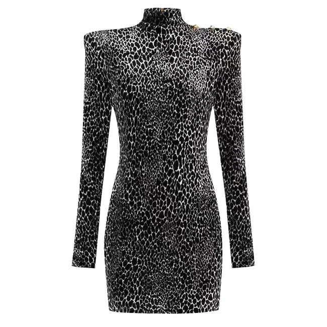 Fierce Leopard Pattern Fitted Mini Dress Main Image