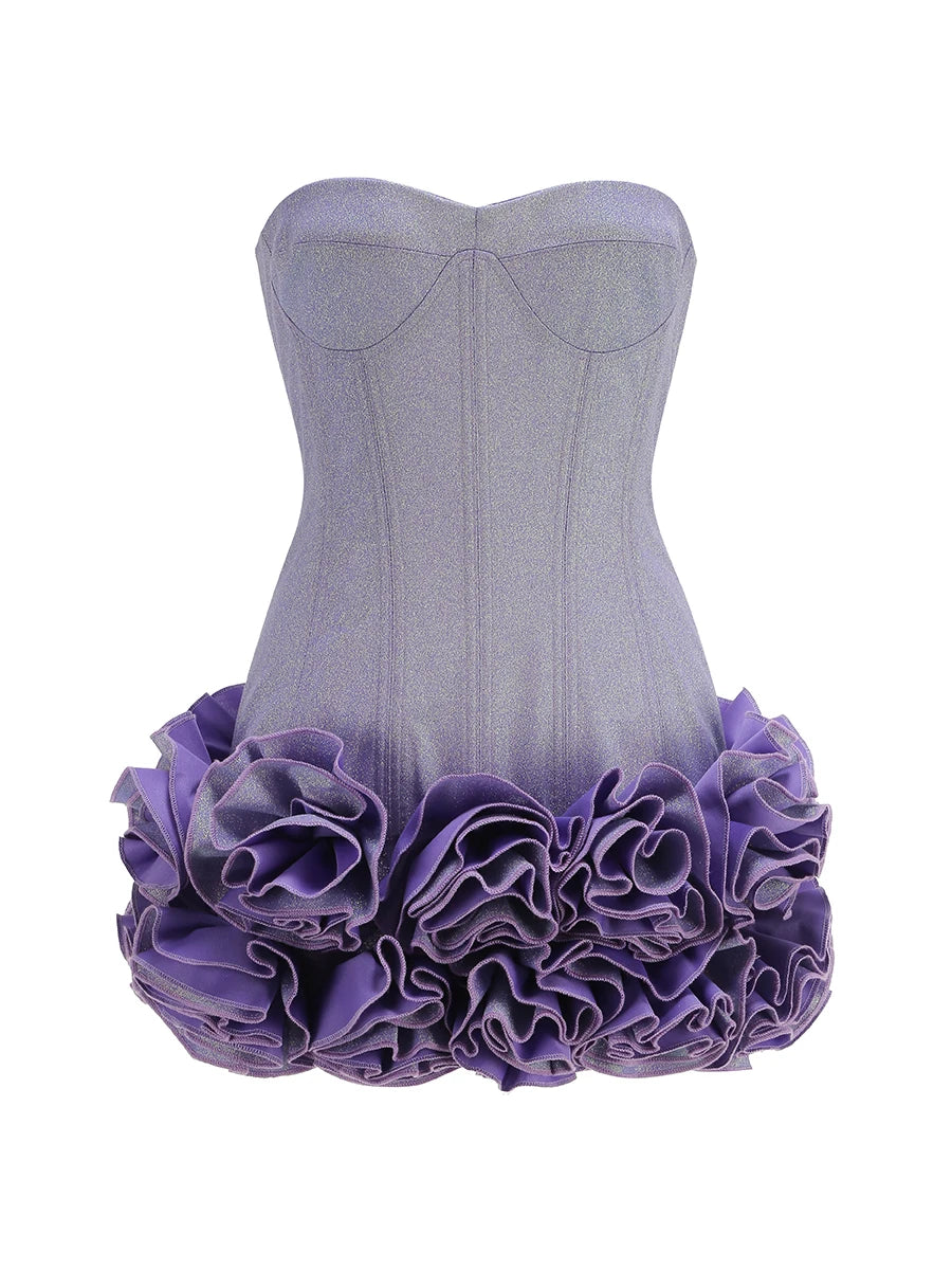 Strapless Corset Mini Dress with Ruffled Hem