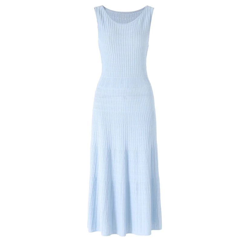 Sleeveless Ribbed Knit Maxi Dress