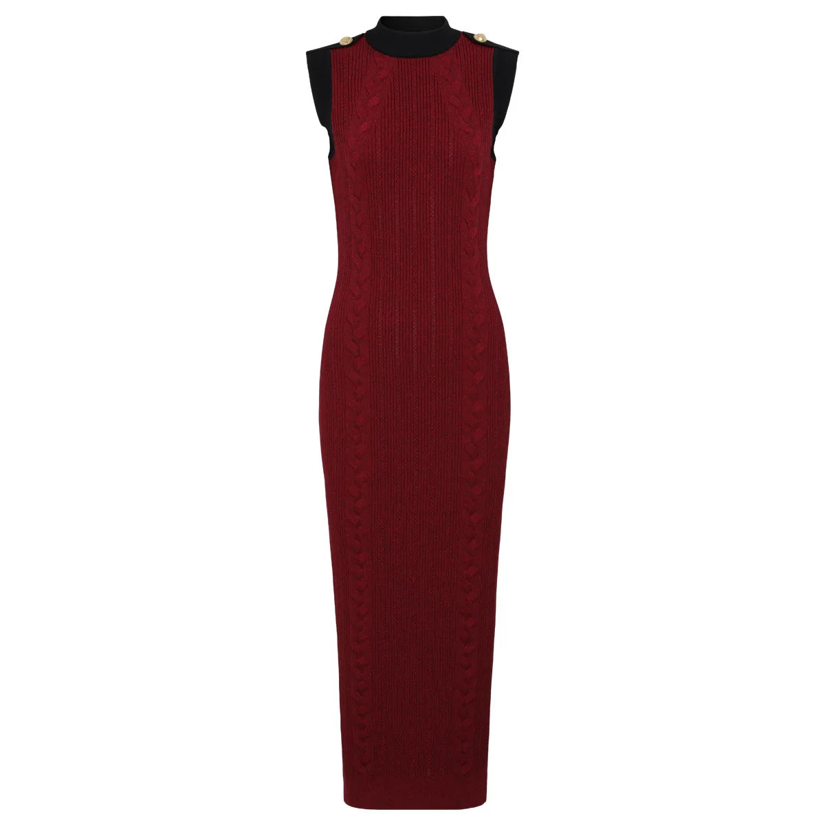 Contrast Trim Knit Maxi Dress and Zip-Up Cardigan Set