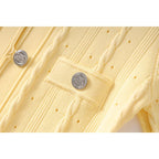 Button-Front Short Sleeve Knit Midi Dress