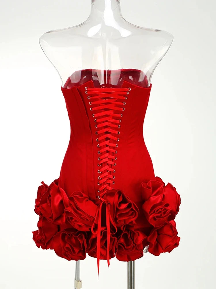 Strapless Corset Mini Dress with Ruffled Hem