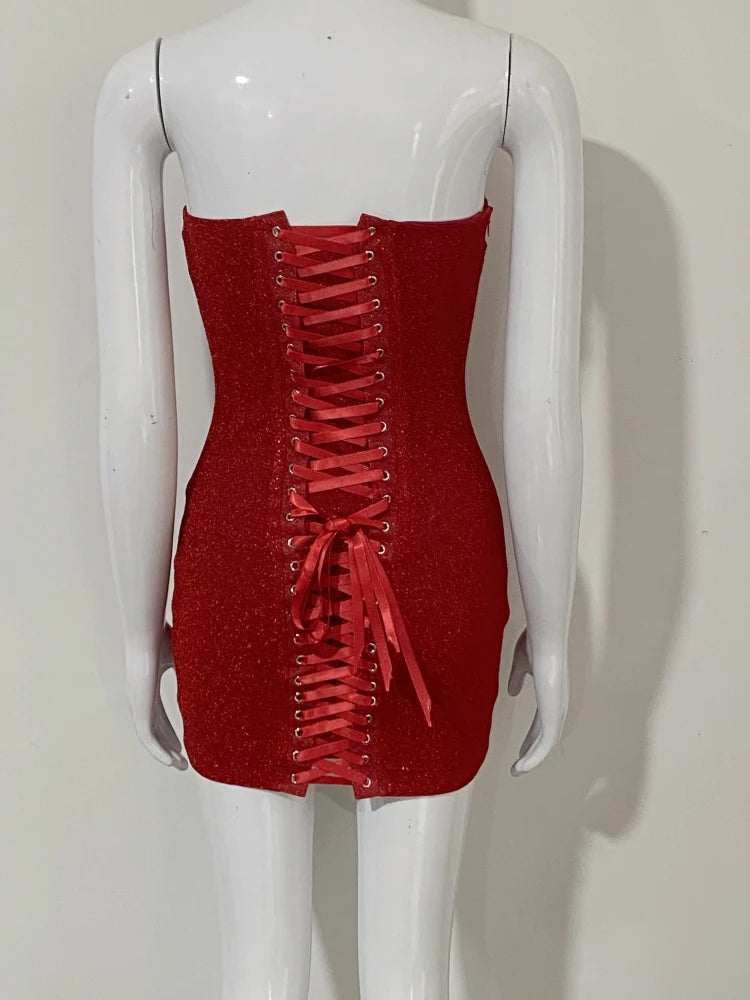 Strapless Corset Sequin Mini Dress