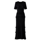 Ruffled Trim Knit Maxi Dress