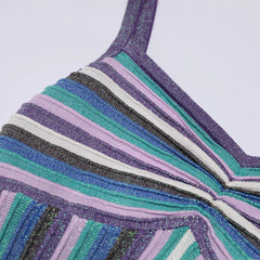 Striped Knit Maxi Dress with Shaped Bust and Slim Straps