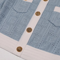 Sleeveless Contrast Panel Midi Dress and Matching Button Front Jacket Set