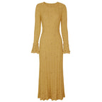 Embellished Ribbed Knit Maxi Dress