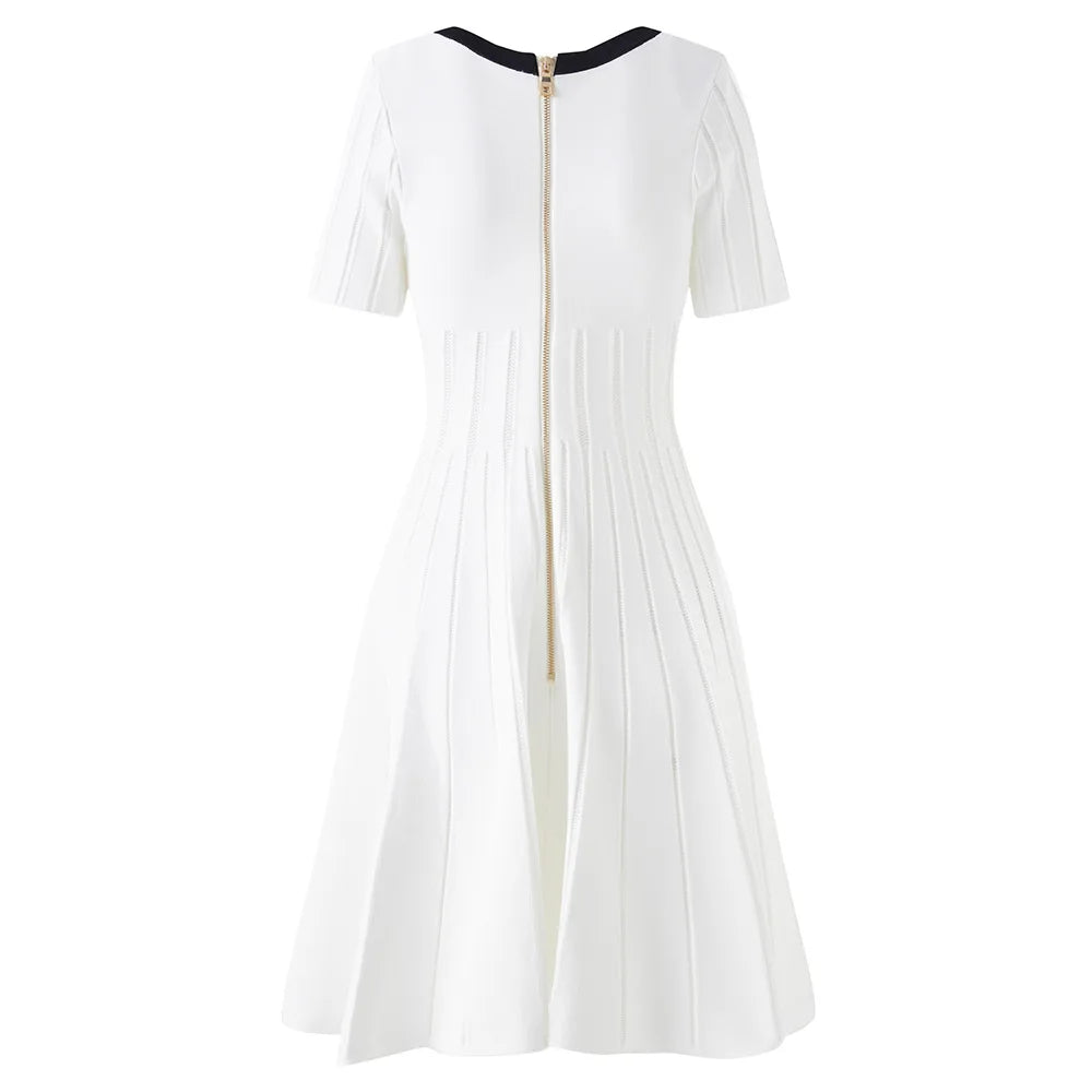 Elegant Square Neck Knit Skater Dress