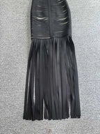 Cutout Bandage Fringe Maxi Dress